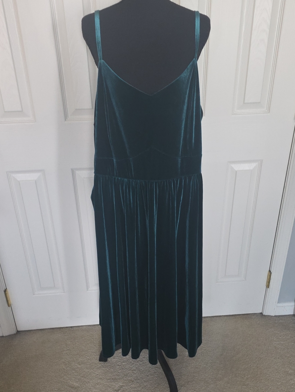 torrid Teal Velvet Midi Dress with Spaghetti Straps